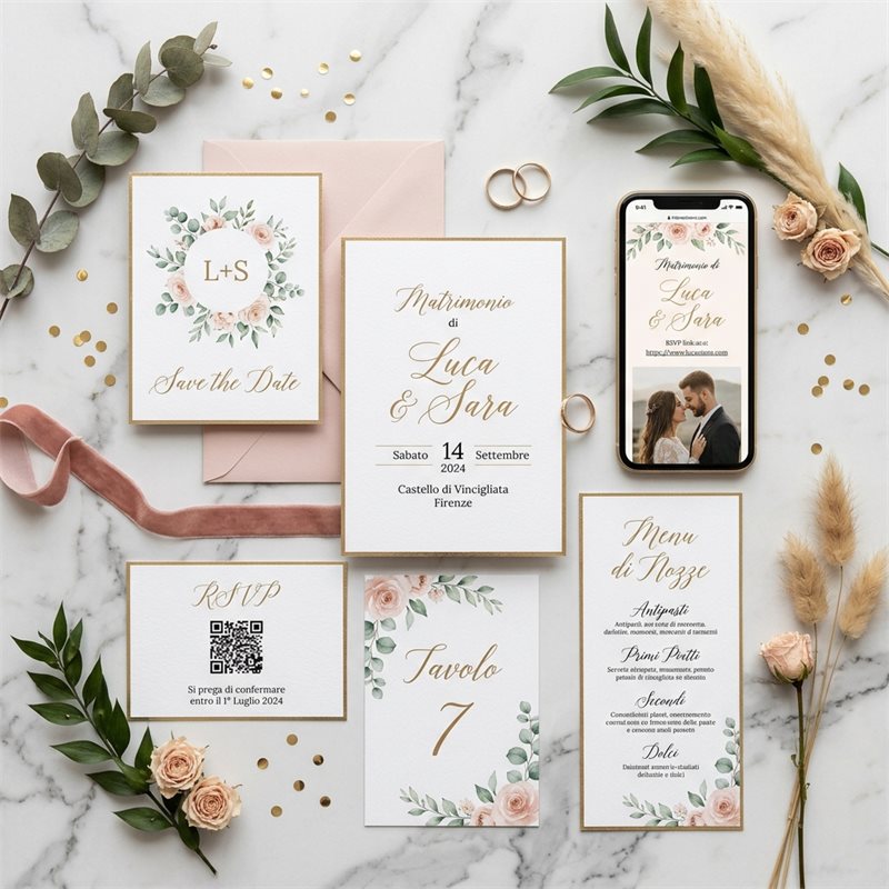 Suite inviti digitali matrimonio Luca e Sara — ZEROLAB Creative