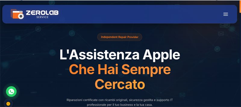 Sito web Zerolab Service — Realizzato da ZEROLAB Creative